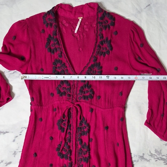 Free People Pink Fable Embroidered Festival Midi Dress - Picture 4 of 9